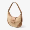Bar Hobo Small schoudertas van naturel en toffee raffia met afwerking van glad kalfsleer Bar Hobo Small schoudertas van naturel en toffee raffia met afwerking van glad kalfsleer