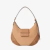 Bar Hobo Small Toffee suède schoudertas met Biker-leren afwerking Bar Hobo Small Toffee suède schoudertas met Biker-leren afwerking