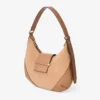 Bar Hobo Small Toffee suède schoudertas met Biker-leren afwerking Bar Hobo Small Toffee suède schoudertas met Biker-leren afwerking