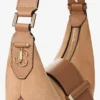Bar Hobo Small Toffee suède schoudertas met Biker-leren afwerking Bar Hobo Small Toffee suède schoudertas met Biker-leren afwerking