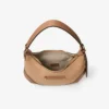 Bar Hobo Small Toffee suède schoudertas met Biker-leren afwerking Bar Hobo Small Toffee suède schoudertas met Biker-leren afwerking