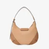 Bar Hobo Small Toffee suède schoudertas met Biker-leren afwerking Bar Hobo Small Toffee suède schoudertas met Biker-leren afwerking
