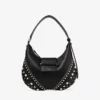 Bar Hobo Small Zwarte Biker-leren schoudertas met parelstuds Bar Hobo Small Zwarte Biker-leren schoudertas met parelstuds