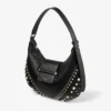 Bar Hobo Small Zwarte Biker-leren schoudertas met parelstuds Bar Hobo Small Zwarte Biker-leren schoudertas met parelstuds