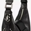 Bar Hobo Small Zwarte Biker-leren schoudertas met parelstuds Bar Hobo Small Zwarte Biker-leren schoudertas met parelstuds