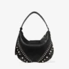Bar Hobo Small Zwarte Biker-leren schoudertas met parelstuds Bar Hobo Small Zwarte Biker-leren schoudertas met parelstuds