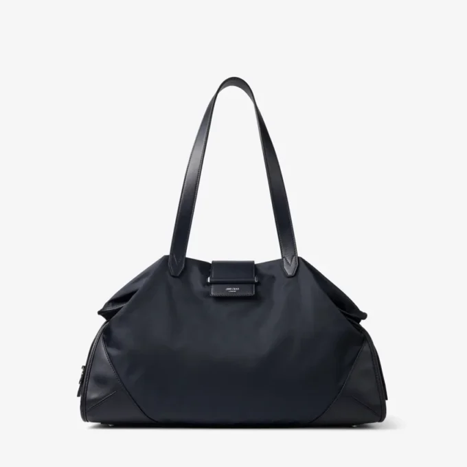 Bar Holdall Grote reistas van marien nylon met afwerking van glad kalfsleer