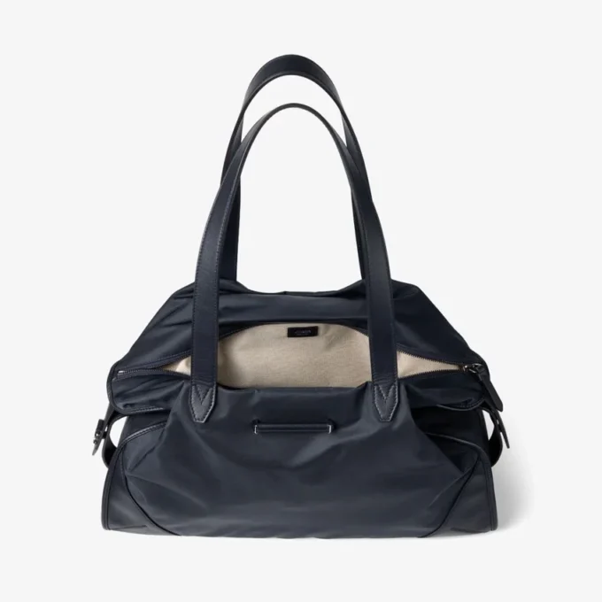 Bar Holdall Grote reistas van marien nylon met afwerking van glad kalfsleer