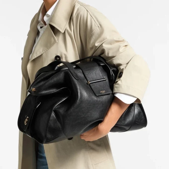Bar Holdall Grote zwarte Biker leren reistas Bar Holdall Grote zwarte Biker leren reistas