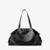Bar Holdall Large Zwarte totebag van zacht generfd kalfsleer met gestructureerde sterren