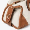 Bar Holdall Small: naturel en tan gerecyclede canvas reistas met biker-leren afwerking Bar Holdall Small: naturel en tan gerecyclede canvas reistas met biker-leren afwerking