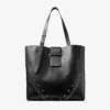 Bar Vertical Tote Medium Zwarte tas van zacht generfd kalfsleer met gestructureerde sterren