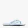 Bay Flat Riviera Blue Mix platte sandalen van gerafeld canvas met spikkels