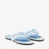 Bay Flat Riviera Blue Mix platte sandalen van gerafeld canvas met spikkels