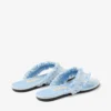 Bay Flat Riviera Blue Mix platte sandalen van gerafeld canvas met spikkels