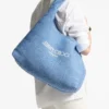 Beach Diamond Hobo Large Ocean Blue en Ecru Raffia schoudertas Beach Diamond Hobo Large Ocean Blue en Ecru Raffia schoudertas