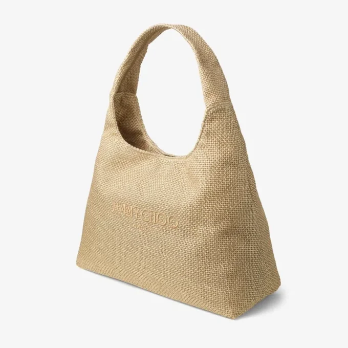 Beach Diamond Hobo Large schoudertas van goudkleurig en donker cappuccino metallic raffia Beach Diamond Hobo Large schoudertas van goudkleurig en donker cappuccino metallic raffia