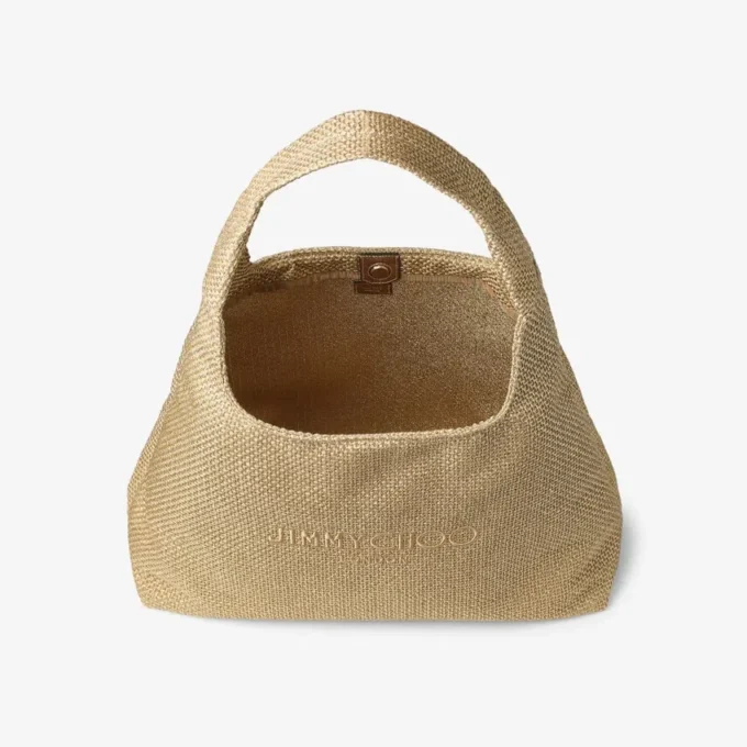 Beach Diamond Hobo Large schoudertas van goudkleurig en donker cappuccino metallic raffia Beach Diamond Hobo Large schoudertas van goudkleurig en donker cappuccino metallic raffia