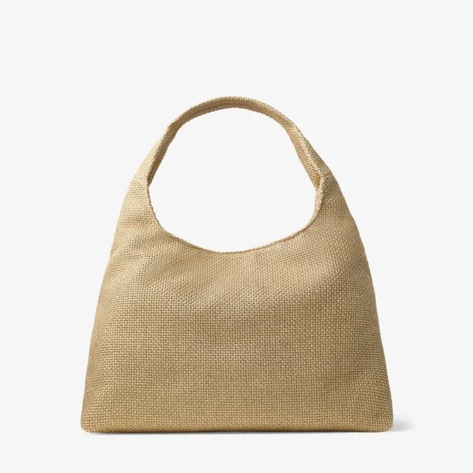 Beach Diamond Hobo Large schoudertas van goudkleurig en donker cappuccino metallic raffia Beach Diamond Hobo Large schoudertas van goudkleurig en donker cappuccino metallic raffia