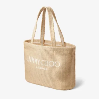 Beach Tote East-West Natuurlijke raffia geborduurde draagtas