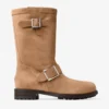 Biker Mid Toffee fluweel suède enkellaarsjes