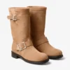 Biker Mid Toffee fluweel suède enkellaarsjes