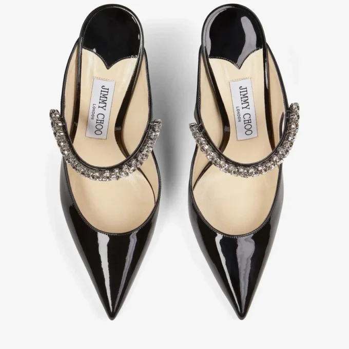 Bing 100 zwarte lakschoenen met kristallen bandje