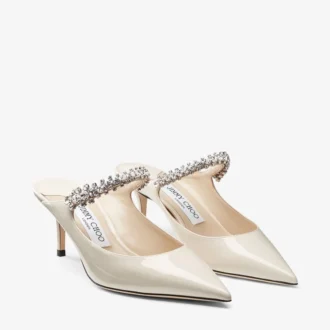 Bing 65 linnen lakschoenen met kristallen band