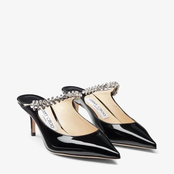 Bing 65 zwarte lakschoenen met kristallen band