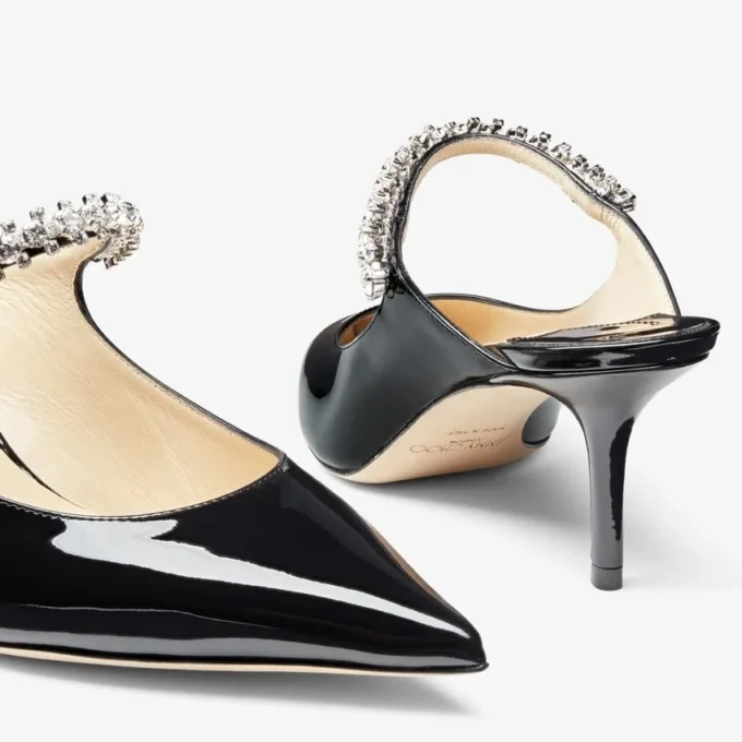 Bing 65 zwarte lakschoenen met kristallen band