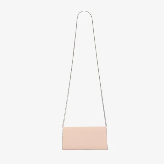Bing-portemonnee met ketting Macaron-mini-schoudertas van lakleer met kristallen versiering Bing-portemonnee met ketting Macaron-mini-schoudertas van lakleer met kristallen versiering