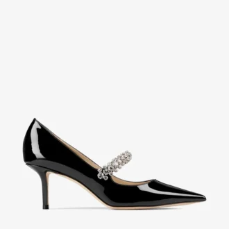 Bing Pump 65 Zwarte lakleren pumps met kristallen