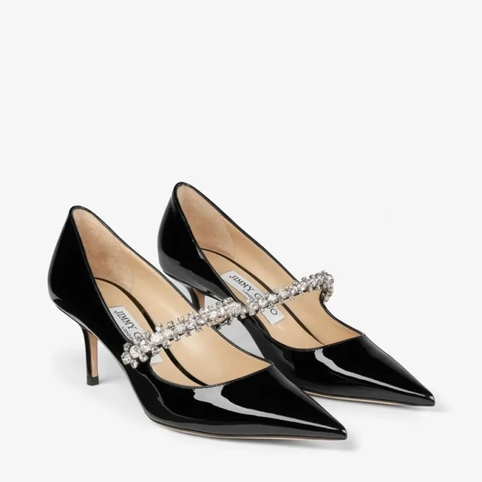 Bing Pump 65 Zwarte lakleren pumps met kristallen Bing Pump 65 Zwarte lakleren pumps met kristallen