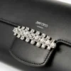 Bing Wallet Chain Zwarte Leren Mini-schoudertas met Kristallen Detail Bing Wallet Chain Zwarte Leren Mini-schoudertas met Kristallen Detail