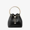 Bon Bon Biker leren zwarte tas met parelsluiting Bon Bon Biker leren zwarte tas met parelsluiting