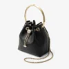 Bon Bon Biker leren zwarte tas met parelsluiting Bon Bon Biker leren zwarte tas met parelsluiting