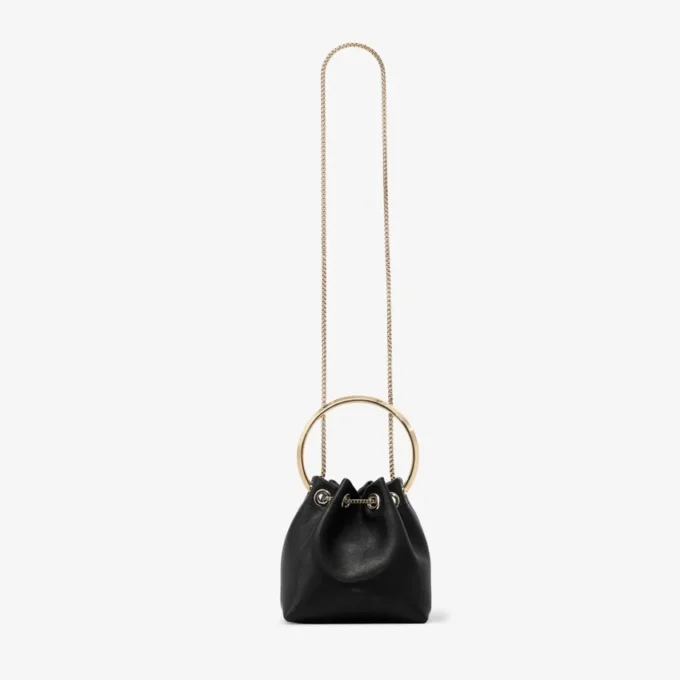 Bon Bon Biker leren zwarte tas met parelsluiting Bon Bon Biker leren zwarte tas met parelsluiting