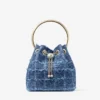 Bon Bon bucket bag van denim met kruispatroon Bon Bon bucket bag van denim met kruispatroon