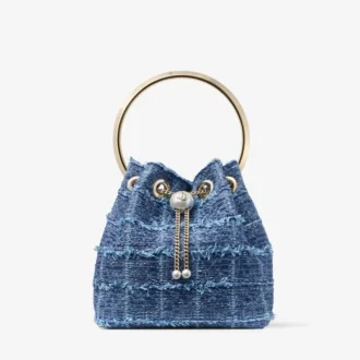 Bon Bon bucket bag van denim met kruispatroon Bon Bon bucket bag van denim met kruispatroon