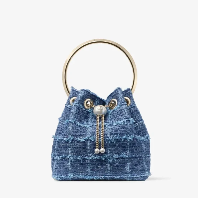 Bon Bon bucket bag van denim met kruispatroon Bon Bon bucket bag van denim met kruispatroon
