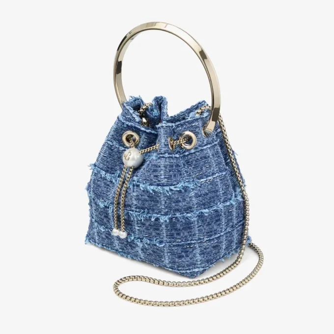 Bon Bon bucket bag van denim met kruispatroon Bon Bon bucket bag van denim met kruispatroon