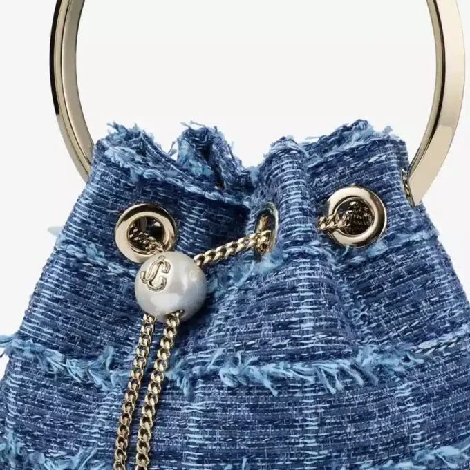 Bon Bon bucket bag van denim met kruispatroon Bon Bon bucket bag van denim met kruispatroon