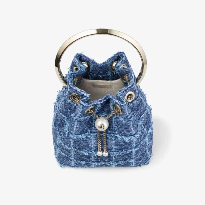 Bon Bon bucket bag van denim met kruispatroon Bon Bon bucket bag van denim met kruispatroon