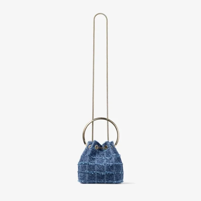 Bon Bon bucket bag van denim met kruispatroon Bon Bon bucket bag van denim met kruispatroon