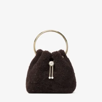 Bon Bon chocoladekleurige bucket bag met metalen handvat
