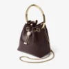 Bon Bon diepe merlotkleurige tas van bikerleer met parelsluiting Bon Bon diepe merlotkleurige tas van bikerleer met parelsluiting