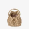 Bon Bon gouden metallic nappa handtas met kristallen borduursel Bon Bon gouden metallic nappa handtas met kristallen borduursel