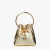 Bon Bon gouden spiegelstof mini-tas met metalen handvat Bon Bon gouden spiegelstof mini-tas met metalen handvat