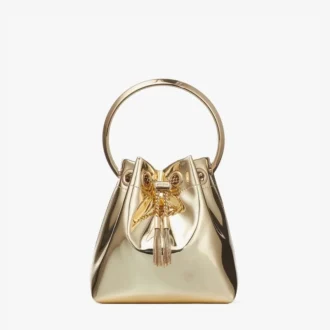 Bon Bon gouden spiegelstof mini-tas met metalen handvat