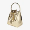 Bon Bon gouden spiegelstof mini-tas met metalen handvat Bon Bon gouden spiegelstof mini-tas met metalen handvat